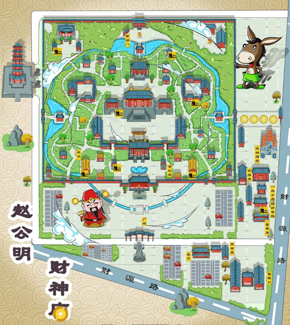 武夷山寺庙类手绘地图